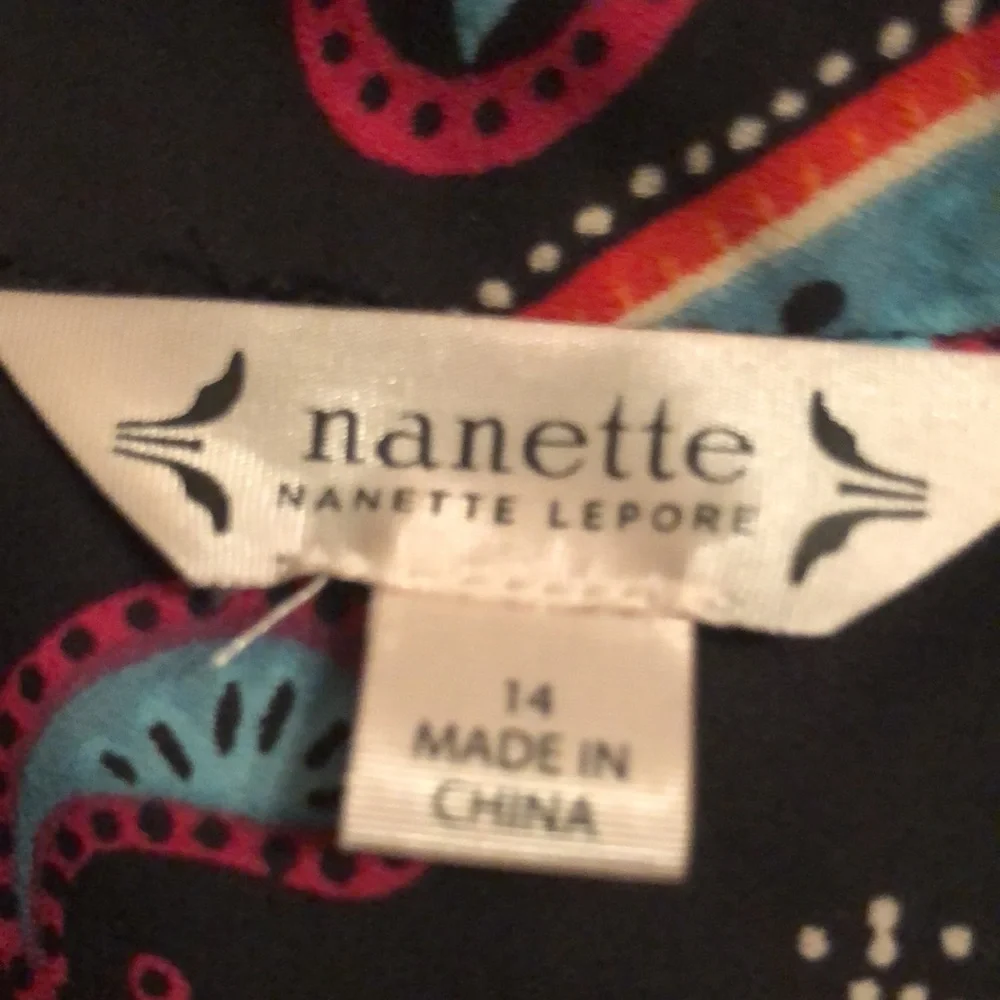 Nanette Lepore black teal print dress Size 14 - Picture 3 of 10